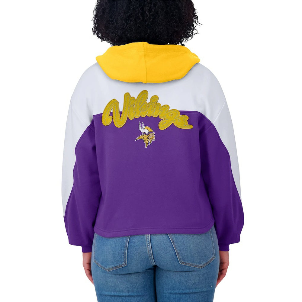 WEAR by Erin Andrews Women's Plus Size Color Block Full-Zip Hoodie - Minnesota Vikings Hoodies