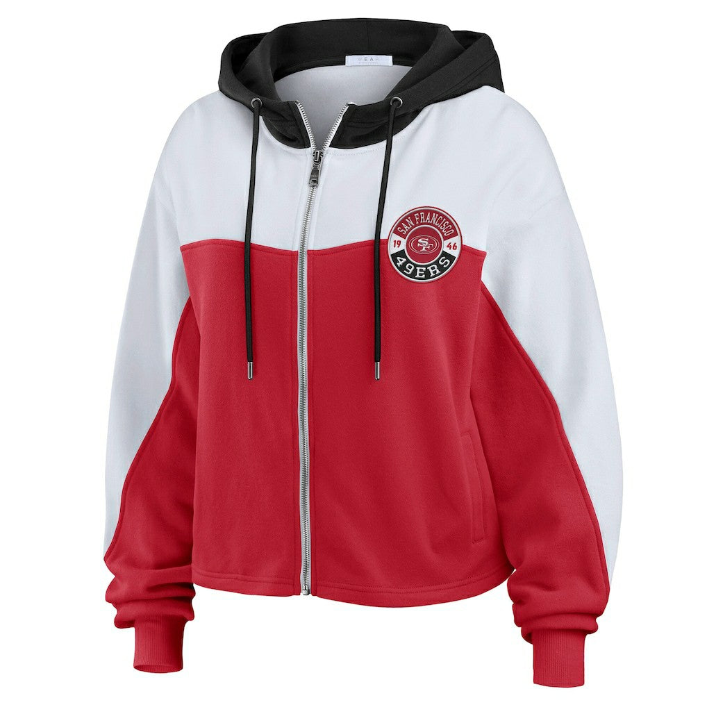 WEAR by Erin Andrews Women's Plus Size Color Block Full-Zip Hoodie - San Francisco 49ers Hoodies