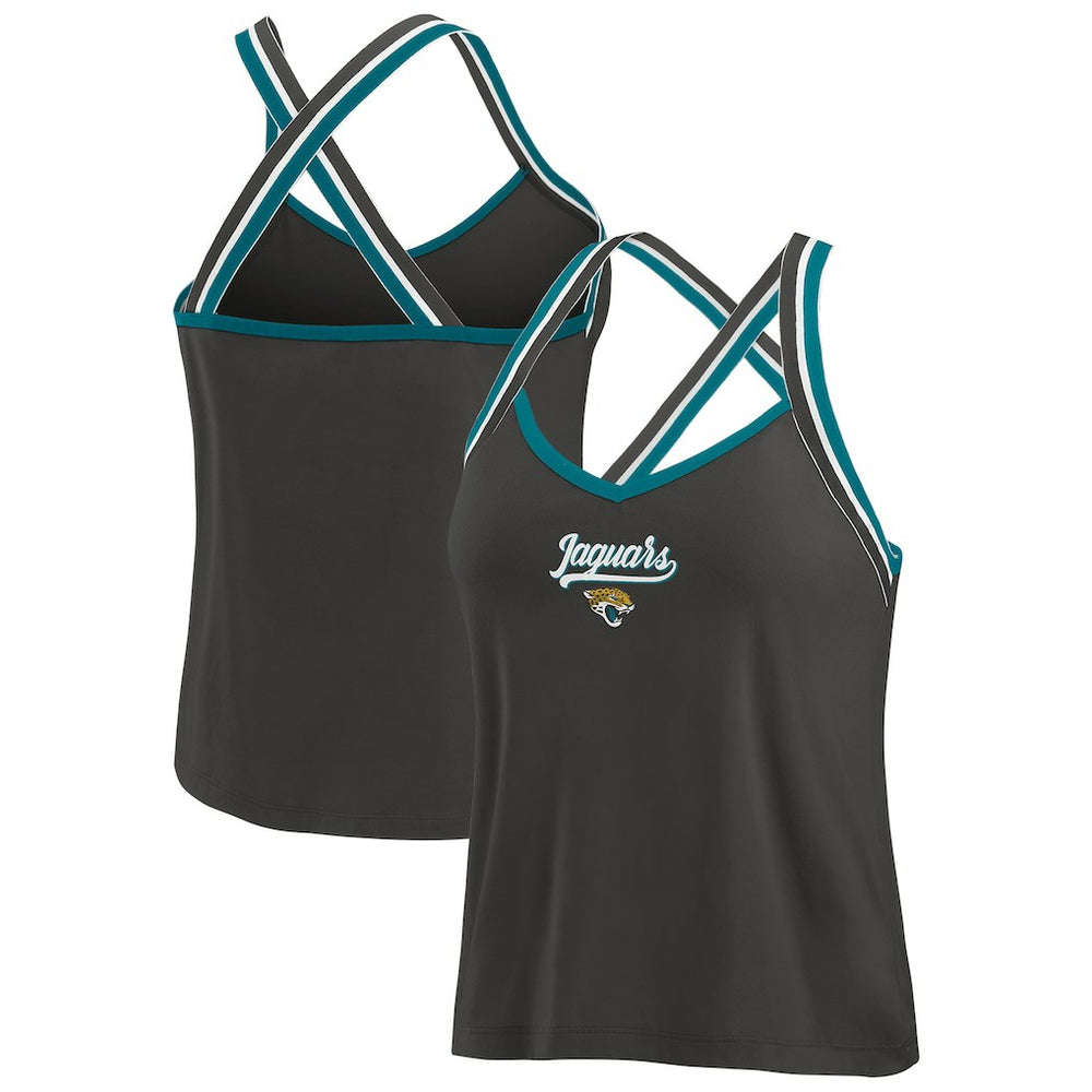 WEAR by Erin Andrews Women's Cross Strap Tri-Blend Tank Top - Jacksonville Jaguars Tops