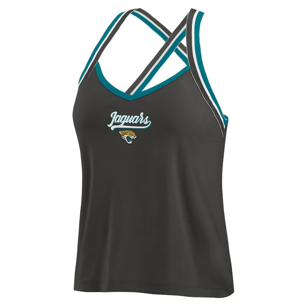 WEAR by Erin Andrews Women's Cross Strap Tri-Blend Tank Top - Jacksonville Jaguars Tops