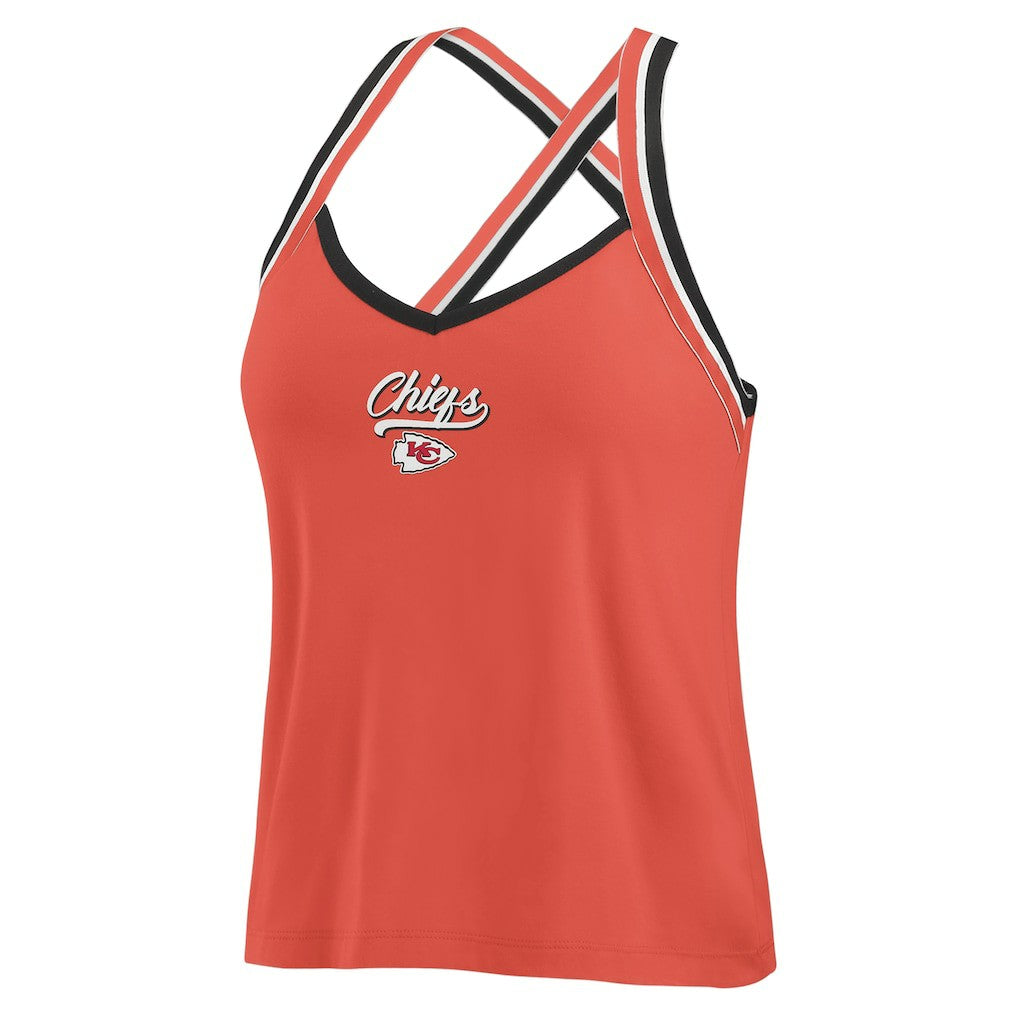 WEAR by Erin Andrews Women's Cross Strap Tri-Blend Tank Top - Kansas City Chiefs Tops