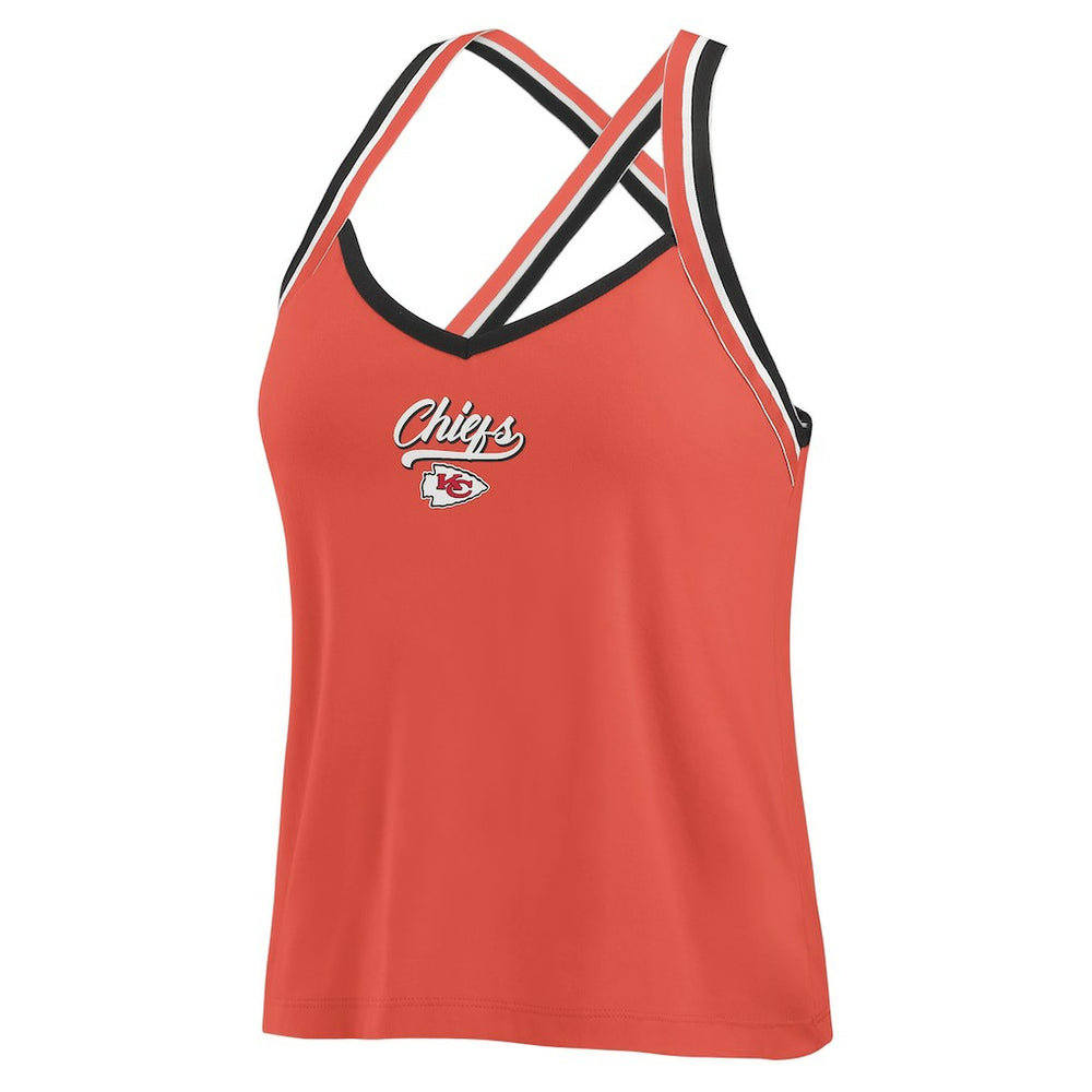 WEAR by Erin Andrews Women's Cross Strap Tri-Blend Tank Top - Kansas City Chiefs Tops