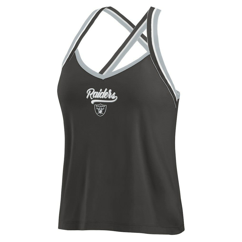 WEAR by Erin Andrews Women's Cross Strap Tri-Blend Tank Top - Las Vegas Raiders Tops