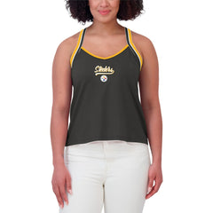 WEAR by Erin Andrews Women's Cross Strap Tri-Blend Tank Top - Pittsburgh Steelers Tops