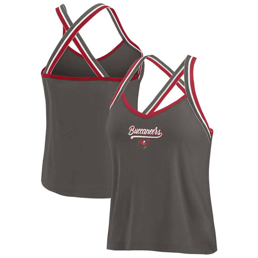 WEAR by Erin Andrews Women's Cross Strap Tri-Blend Tank Top - Tampa Bay Buccaneers Tops