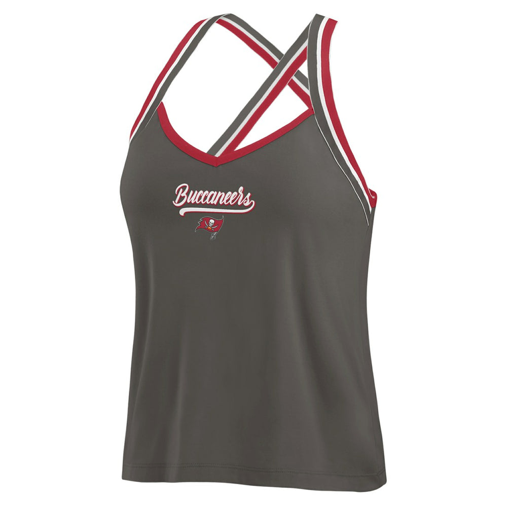 WEAR by Erin Andrews Women's Cross Strap Tri-Blend Tank Top - Tampa Bay Buccaneers Tops