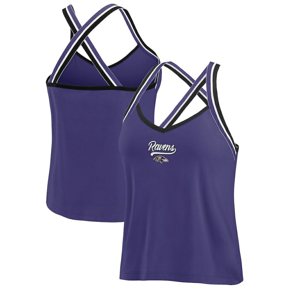 WEAR by Erin Andrews Women's Cross Strap Tri-Blend Tank Top - Baltimore Ravens Tops