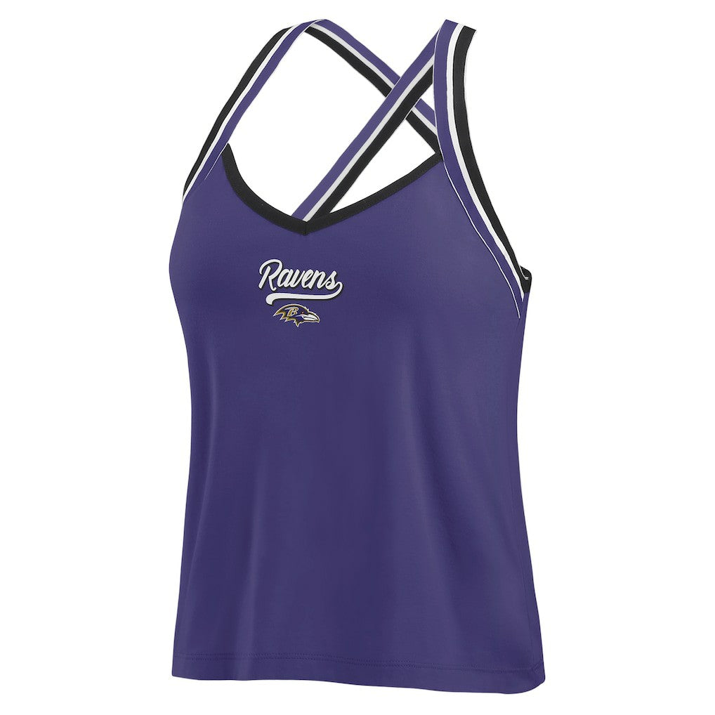 WEAR by Erin Andrews Women's Cross Strap Tri-Blend Tank Top - Baltimore Ravens Tops