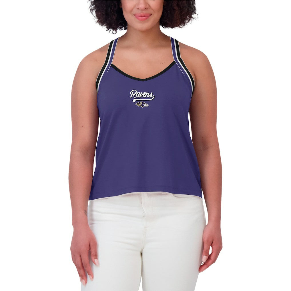 WEAR by Erin Andrews Women's Cross Strap Tri-Blend Tank Top - Baltimore Ravens Tops