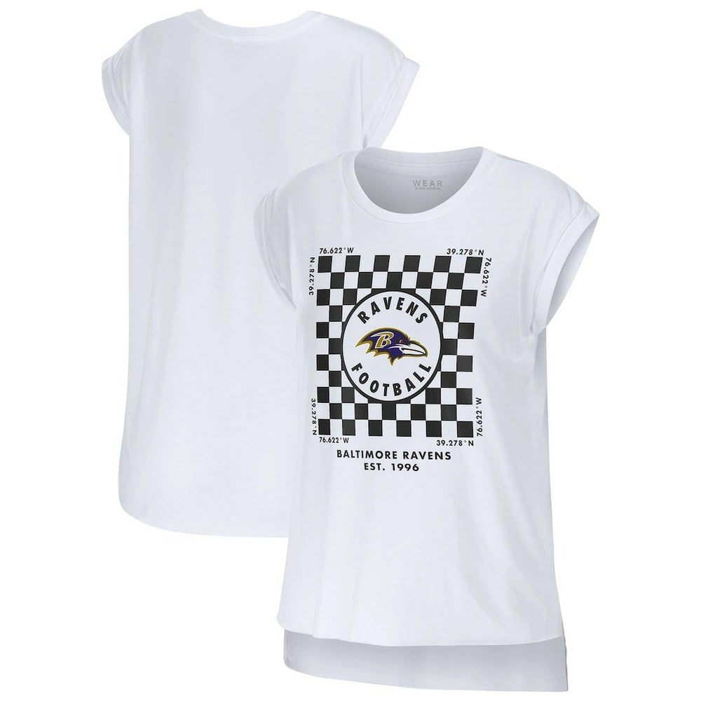 WEAR by Erin Andrews Women's Checker Muscle Tank Top - Baltimore Ravens Tops