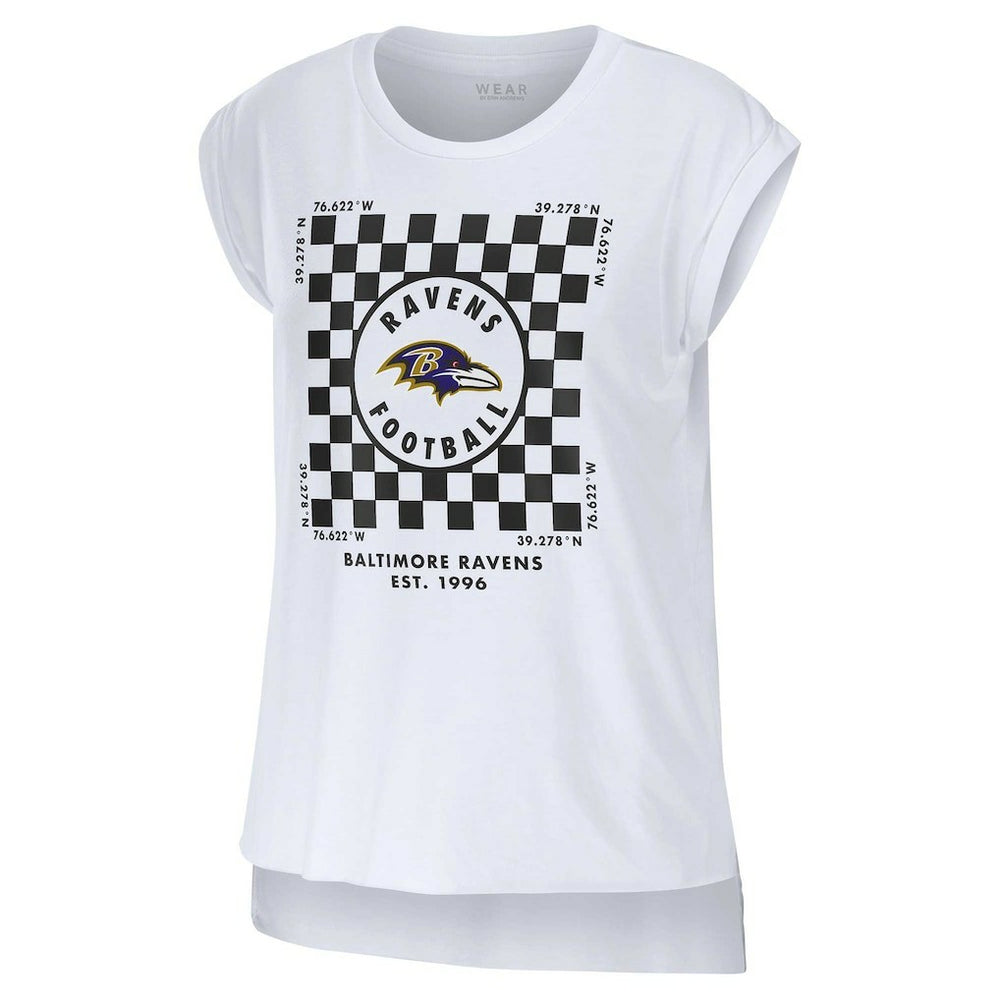 WEAR by Erin Andrews Women's Checker Muscle Tank Top - Baltimore Ravens Tops