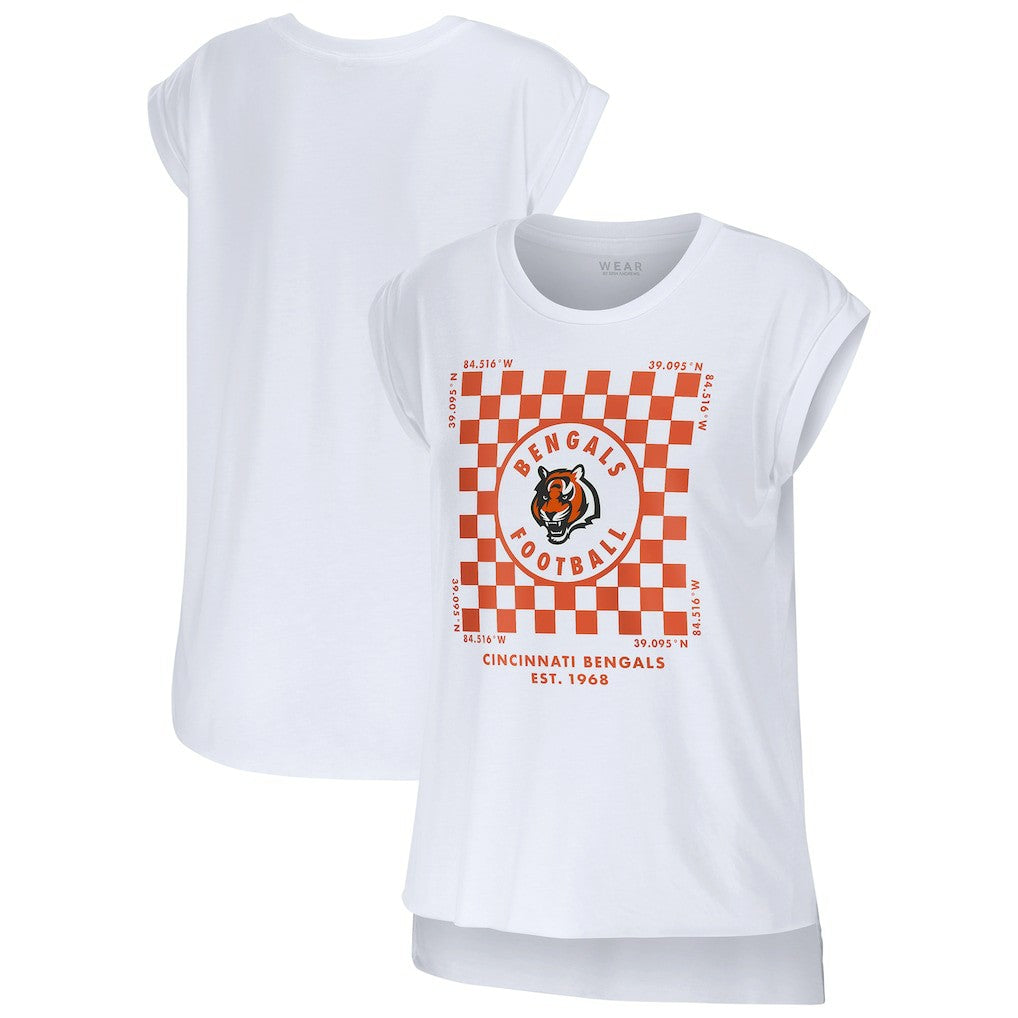 WEAR by Erin Andrews Women's Checker Muscle Tank Top - Cincinnati Bengals Tops