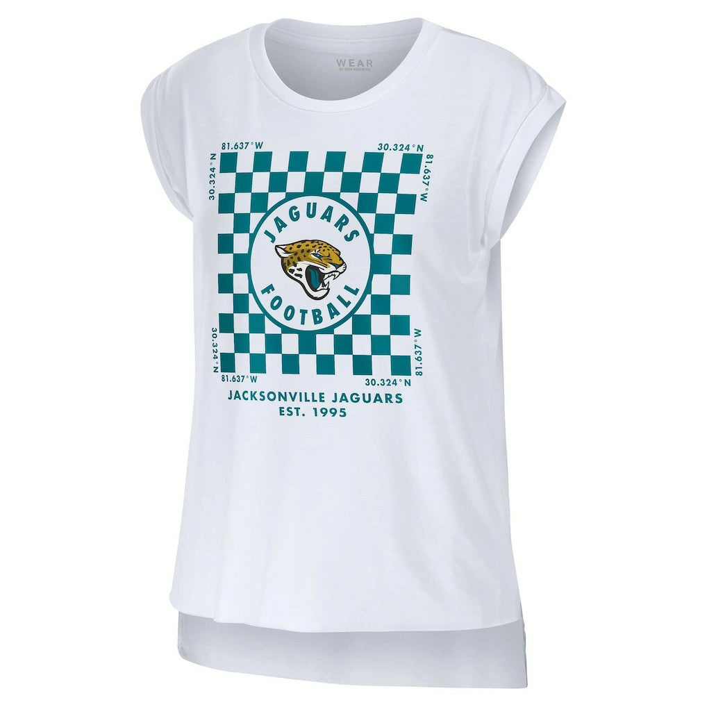 WEAR by Erin Andrews Women's Checker Muscle Tank Top - Jacksonville Jaguars Tops