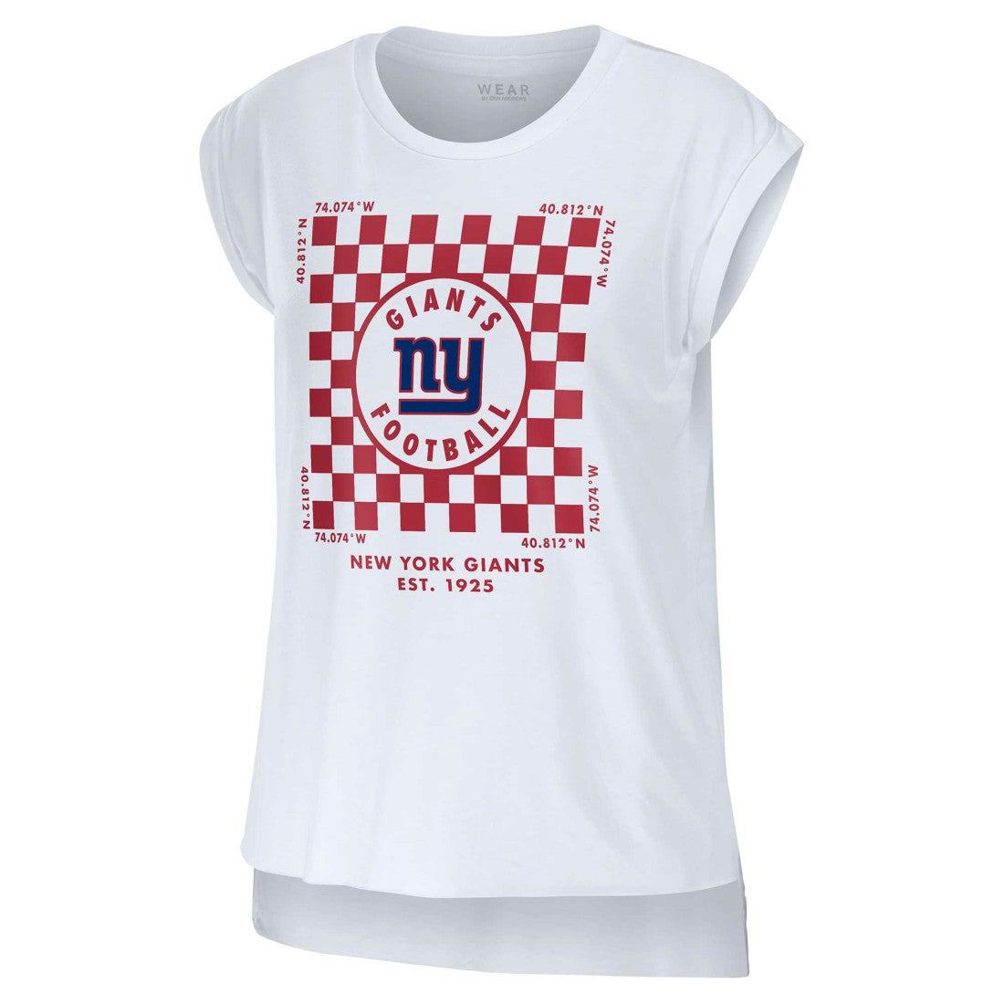 WEAR by Erin Andrews Women's Checker Muscle Tank Top - New York Giants Tops
