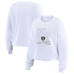 WEAR by Erin Andrews Women's Postcard Cropped Long Sleeve Top - Las Vegas Raiders Tops