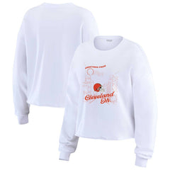 WEAR by Erin Andrews Women's Postcard Cropped Long Sleeve Top - Cleveland Browns Tops