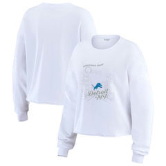 WEAR by Erin Andrews Women's Postcard Cropped Long Sleeve Top - Detroit Lions Tops