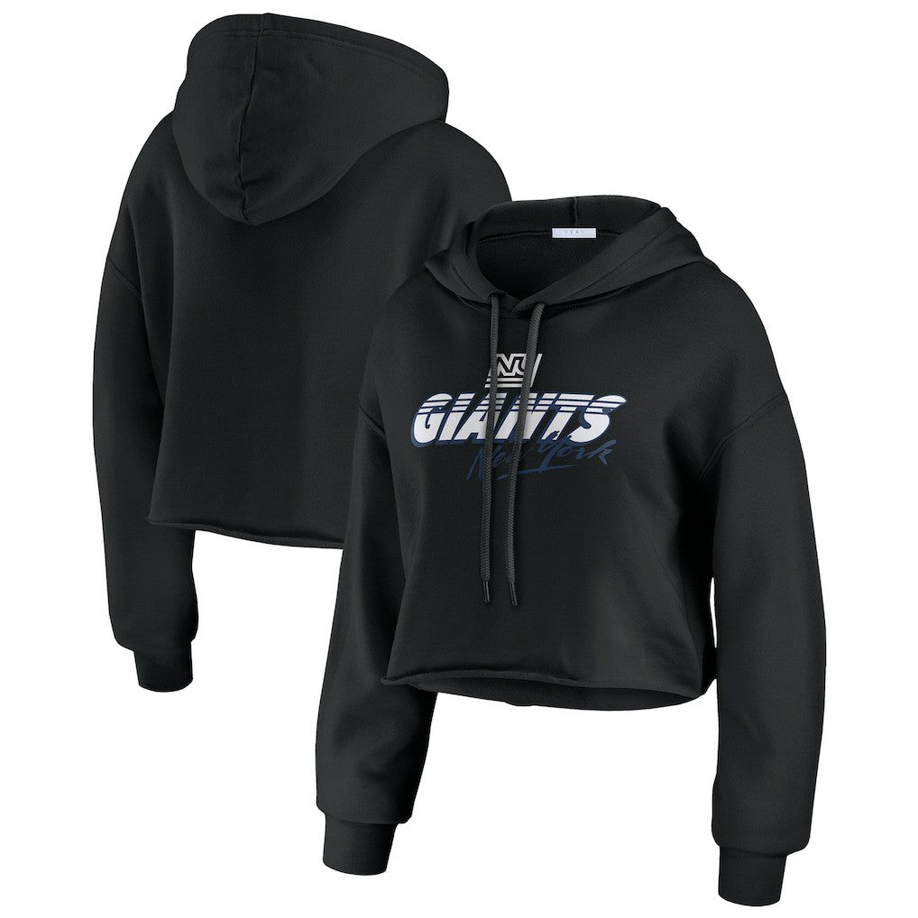 WEAR by Erin Andrews Women's Prime Cropped Pullover Hoodie - New York Giants Hoodies
