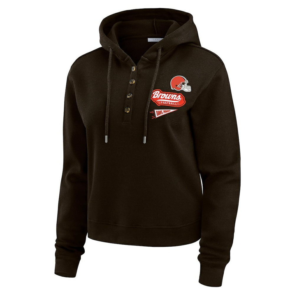 WEAR by Erin Andrews Women's Waffle-Knit Pullover Hoodie - Cleveland Browns Hoodies
