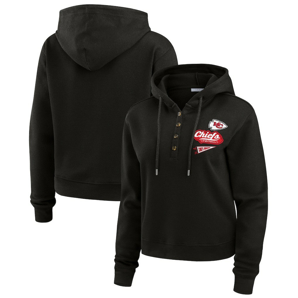 WEAR by Erin Andrews Women's Waffle-Knit Pullover Hoodie - Kansas City Chiefs Hoodies