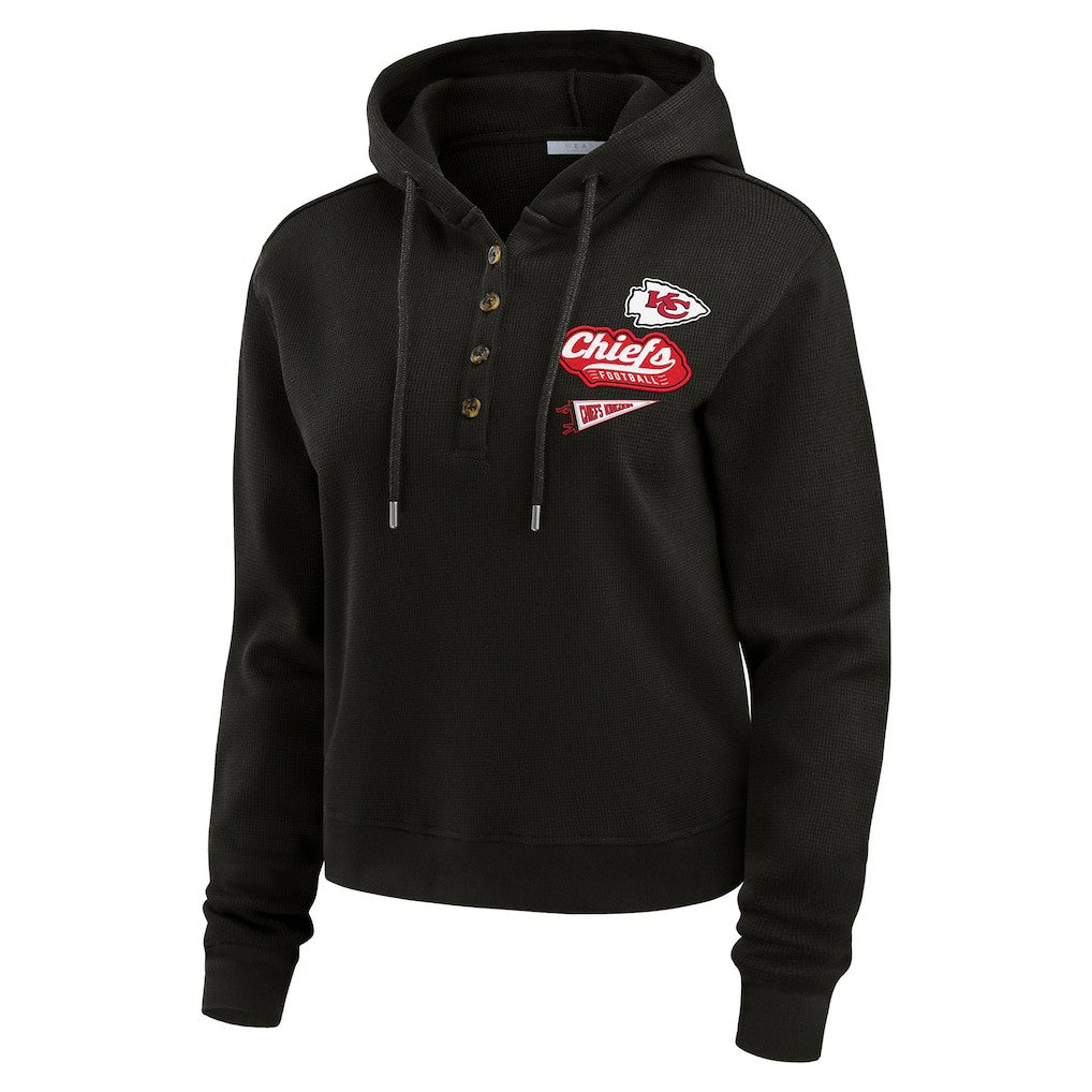 WEAR by Erin Andrews Women's Waffle-Knit Pullover Hoodie - Kansas City Chiefs Hoodies