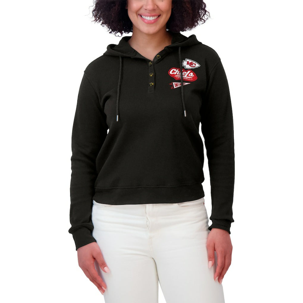 WEAR by Erin Andrews Women's Waffle-Knit Pullover Hoodie - Kansas City Chiefs Hoodies