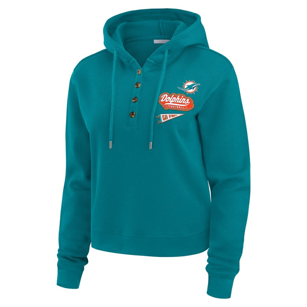 WEAR by Erin Andrews Women's Waffle-Knit Pullover Hoodie - Miami Dolphins Hoodies