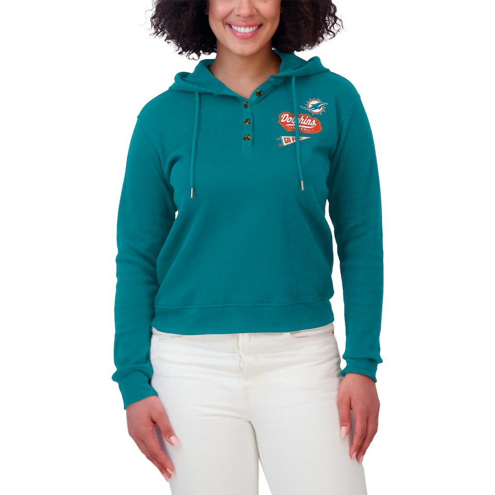WEAR by Erin Andrews Women's Waffle-Knit Pullover Hoodie - Miami Dolphins Hoodies