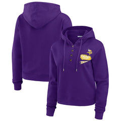 WEAR by Erin Andrews Women's Waffle-Knit Pullover Hoodie - Minnesota Vikings Hoodies
