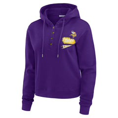 WEAR by Erin Andrews Women's Waffle-Knit Pullover Hoodie - Minnesota Vikings Hoodies