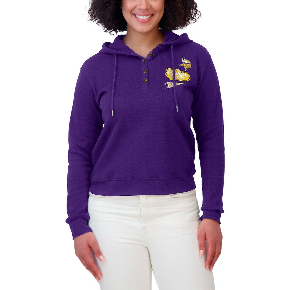 WEAR by Erin Andrews Women's Waffle-Knit Pullover Hoodie - Minnesota Vikings Hoodies
