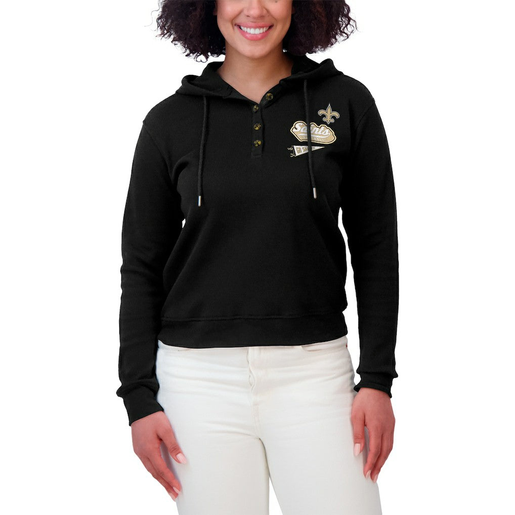 WEAR by Erin Andrews Women's Waffle-Knit Pullover Hoodie - New Orleans Saints Hoodies
