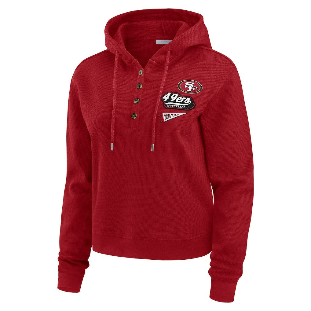 WEAR by Erin Andrews Women's Waffle-Knit Pullover Hoodie - San Francisco 49ers Hoodies