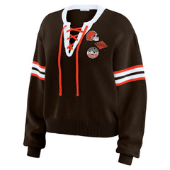 WEAR by Erin Andrews Women's Lace-Up Sweater - Cleveland Browns