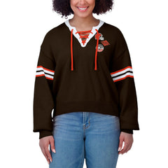 WEAR by Erin Andrews Women's Lace-Up Sweater - Cleveland Browns
