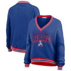 WEAR by Erin Andrews Women's Oversized Long Sleeve V-Neck Sweatshirt - New England Patriots Sweatshirts