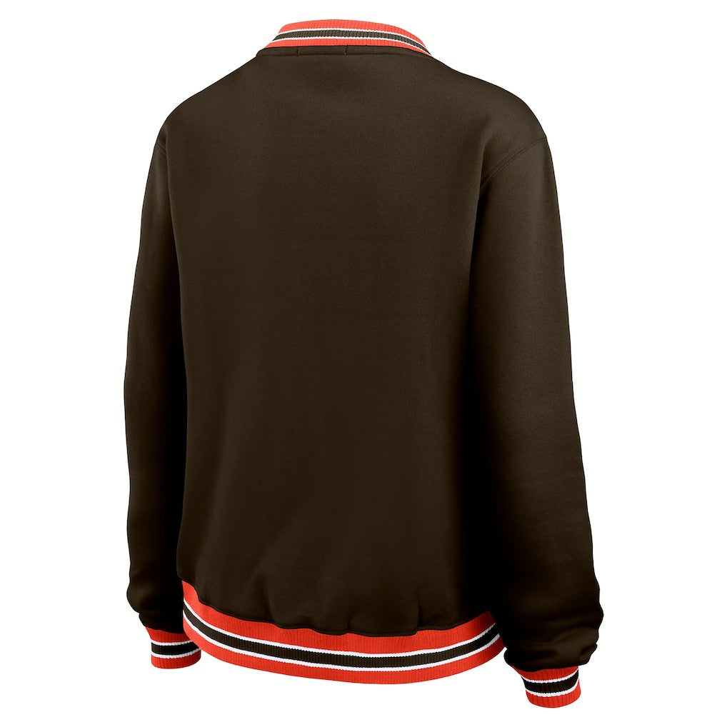 WEAR by Erin Andrews Women's Oversized Long Sleeve V-Neck Sweatshirt - Cleveland Browns Sweatshirts