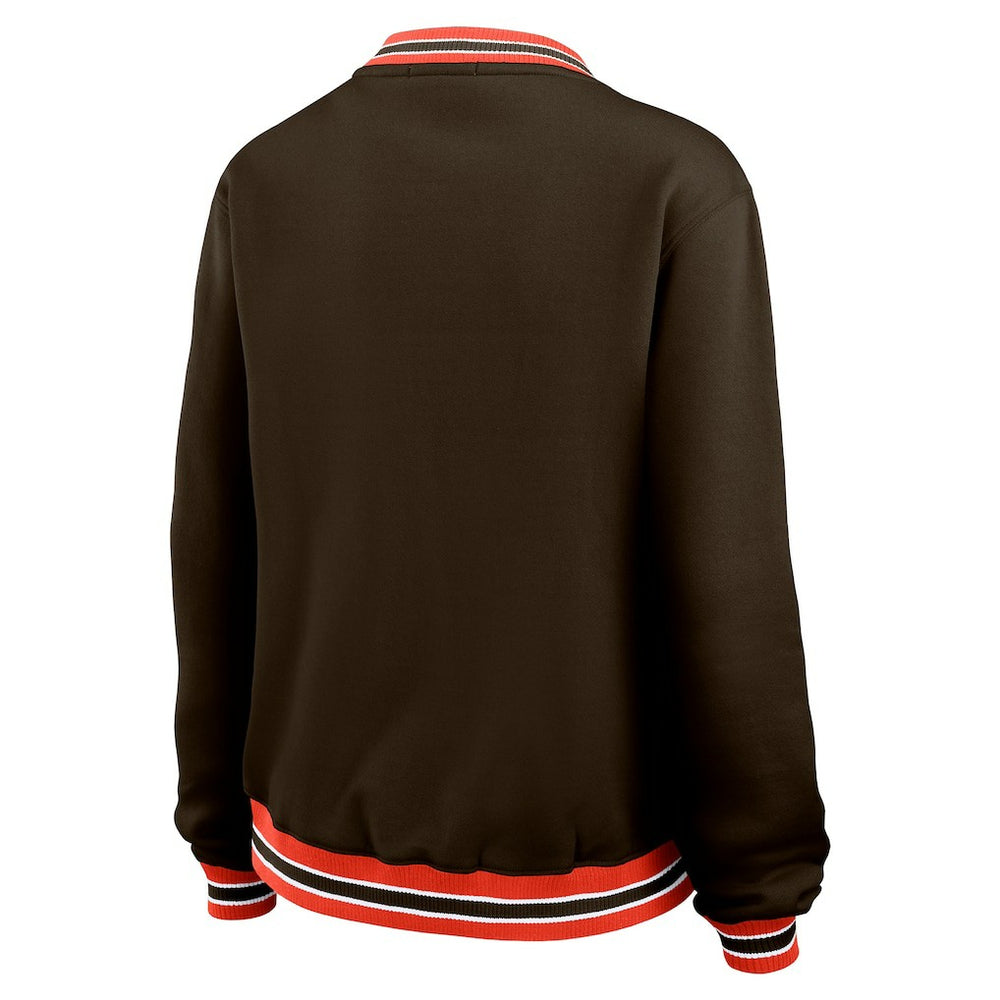 WEAR by Erin Andrews Women's Oversized Long Sleeve V-Neck Sweatshirt - Cleveland Browns Sweatshirts