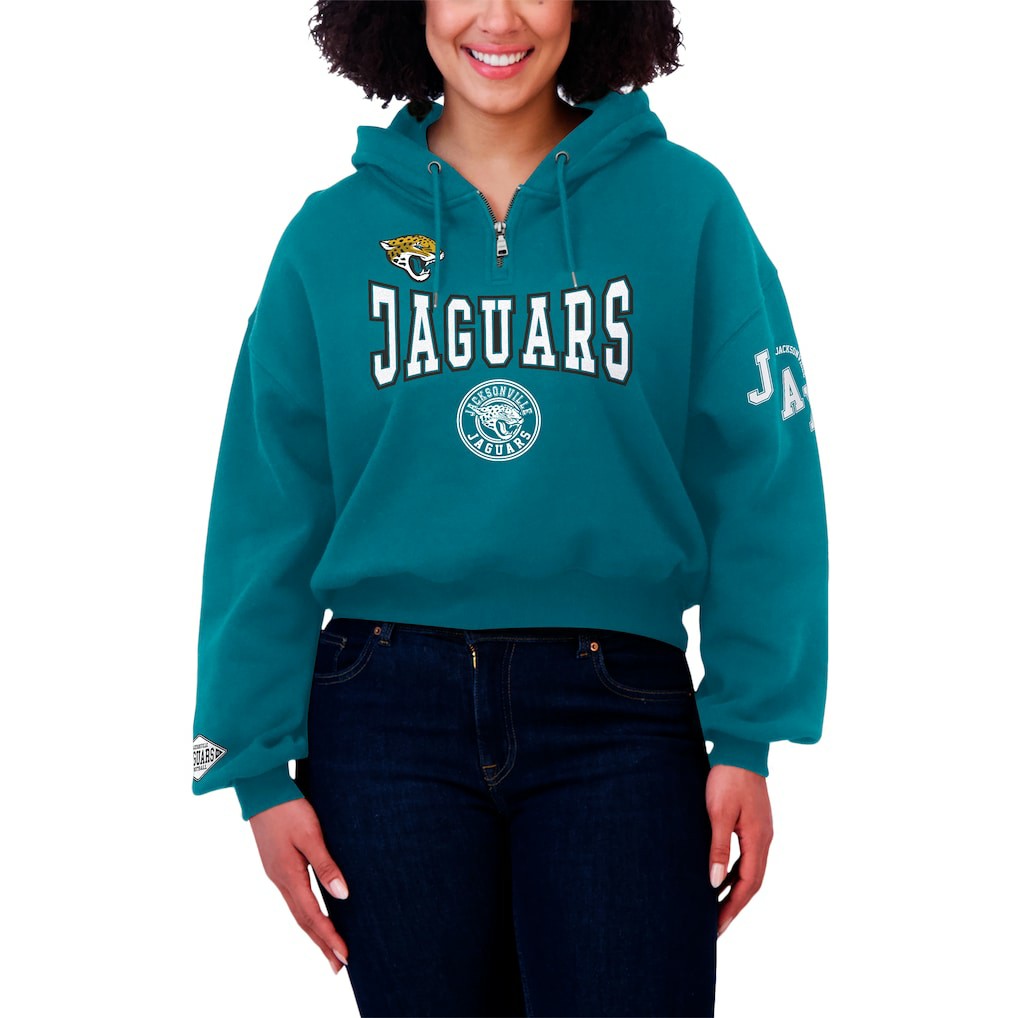 WEAR by Erin Andrews Women's Patch Quarter-Zip Pullover Hoodie - Jacksonville Jaguars Hoodies