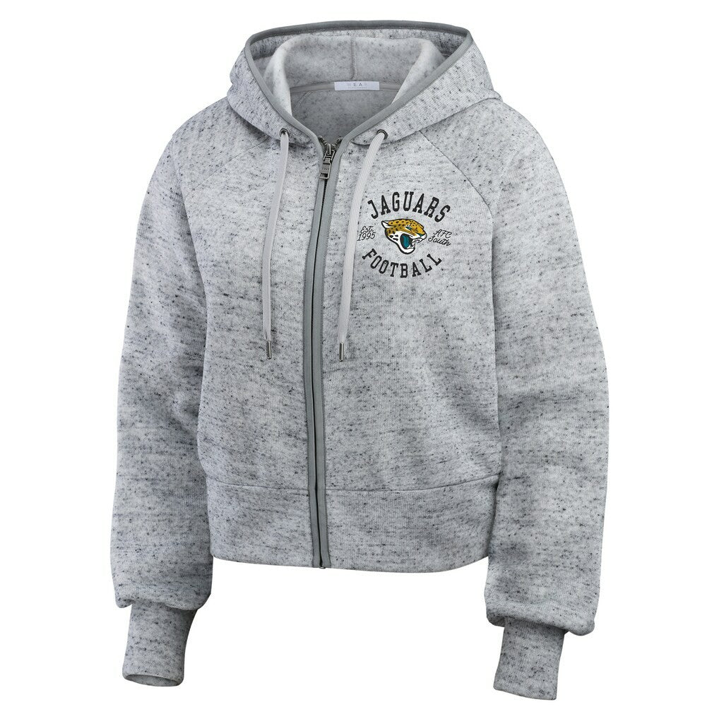 WEAR by Erin Andrews Women's Speckled Fleece Cropped Full-Zip Hoodie - Jacksonville Jaguars Hoodies