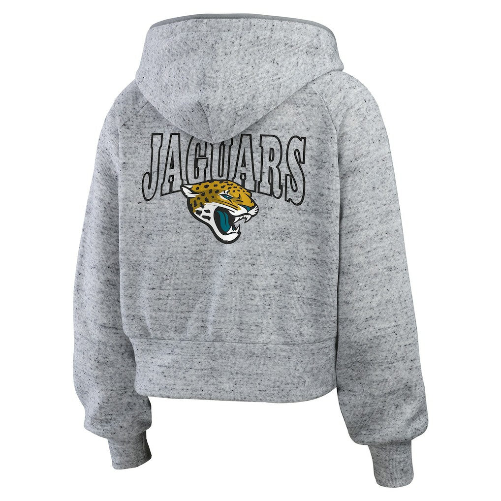 WEAR by Erin Andrews Women's Speckled Fleece Cropped Full-Zip Hoodie - Jacksonville Jaguars Hoodies