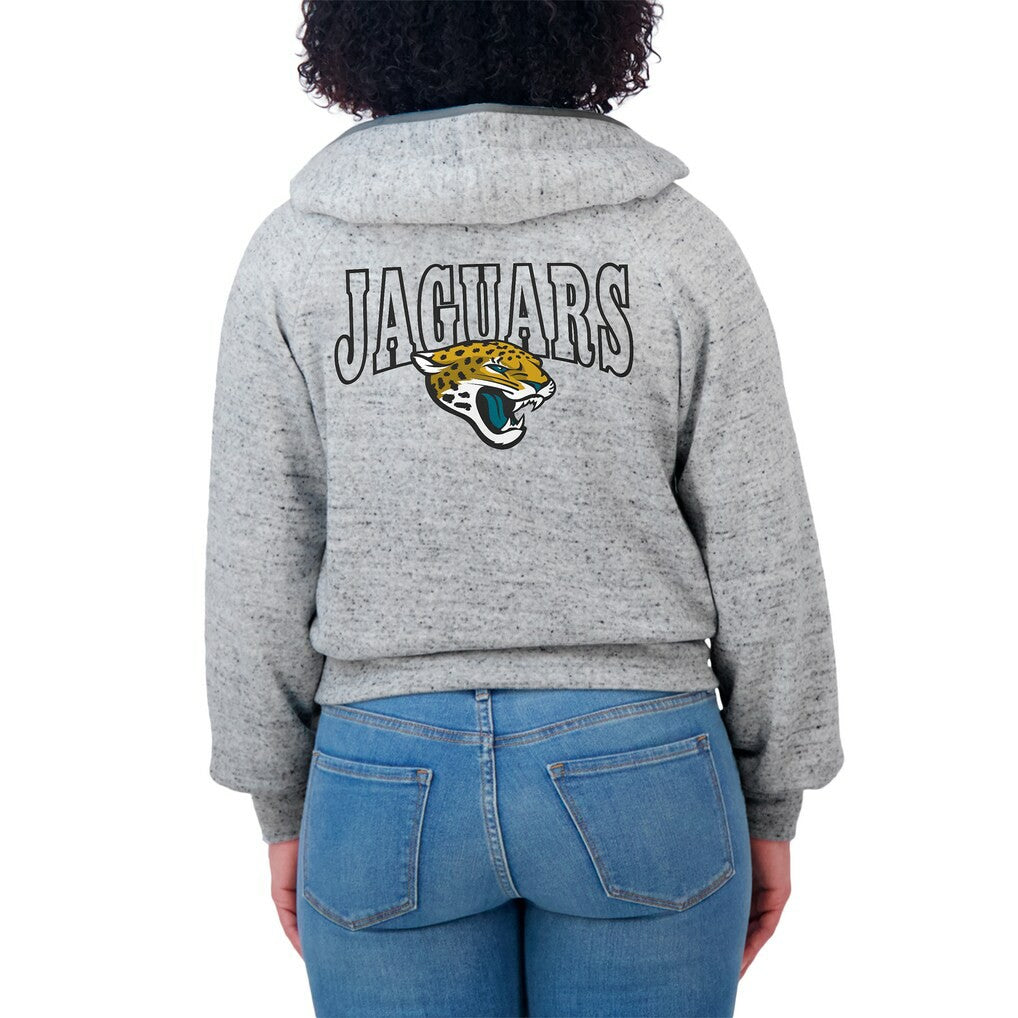 WEAR by Erin Andrews Women's Speckled Fleece Cropped Full-Zip Hoodie - Jacksonville Jaguars Hoodies
