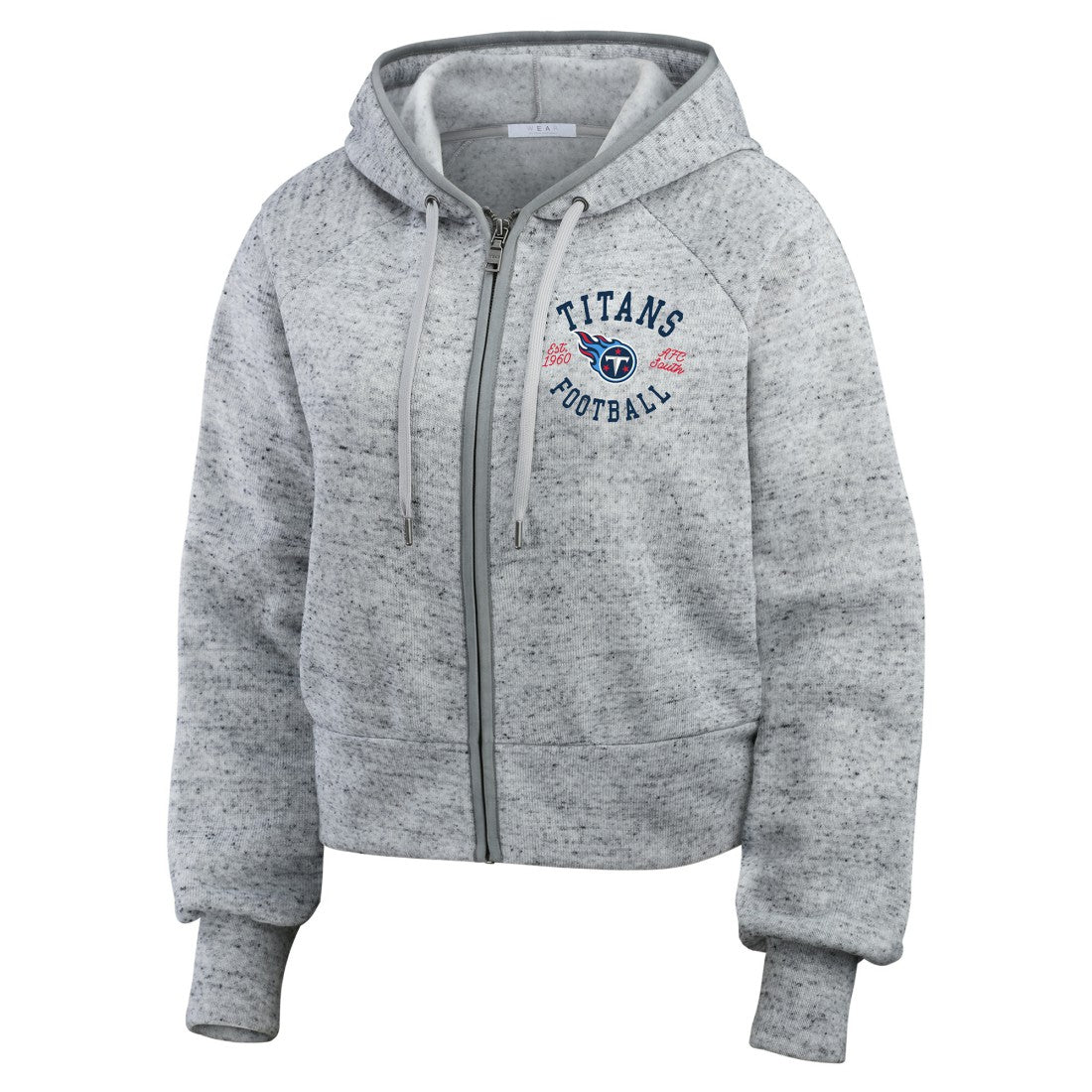 WEAR by Erin Andrews Women's Speckled Fleece Cropped Full-Zip Hoodie - Tennessee Titans Hoodies