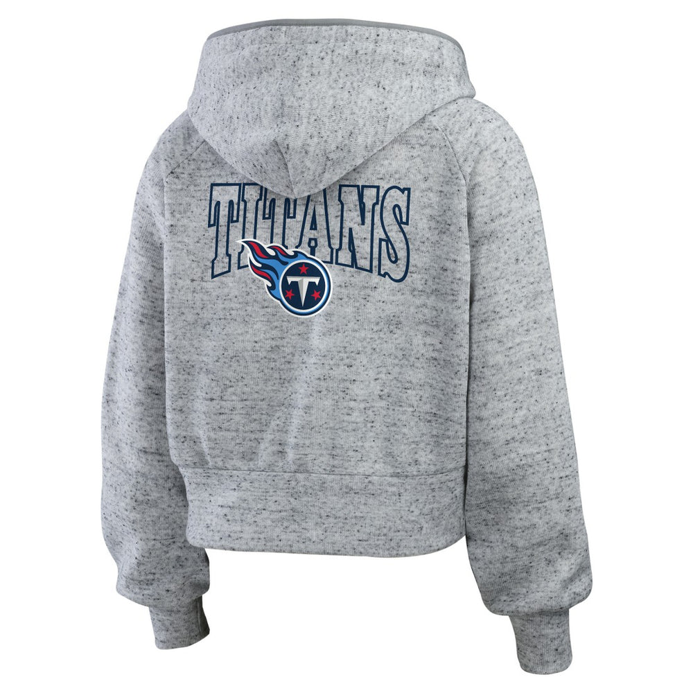 WEAR by Erin Andrews Women's Speckled Fleece Cropped Full-Zip Hoodie - Tennessee Titans Hoodies
