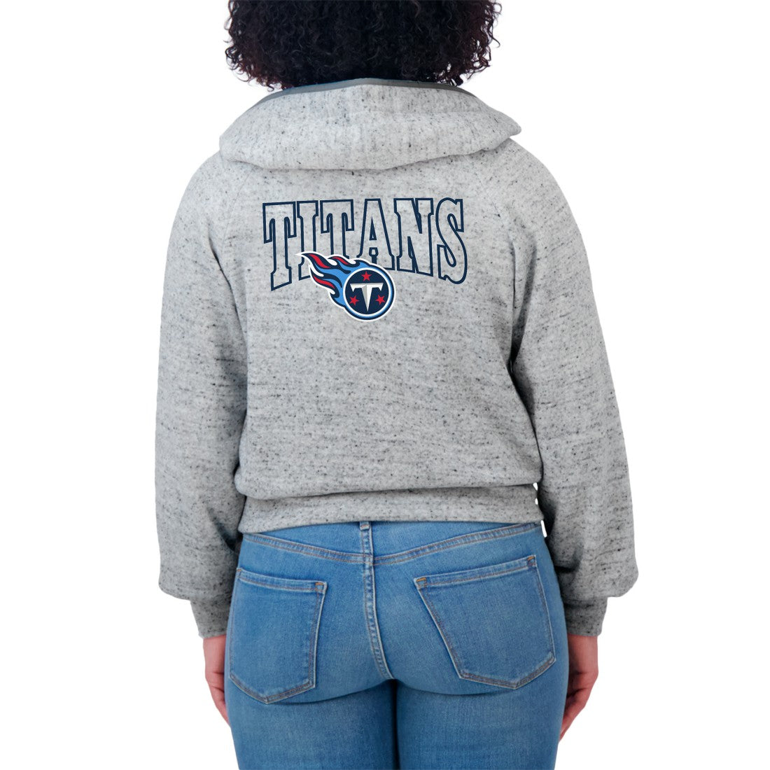 WEAR by Erin Andrews Women's Speckled Fleece Cropped Full-Zip Hoodie - Tennessee Titans Hoodies