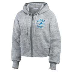 WEAR by Erin Andrews Women's Speckled Fleece Cropped Full-Zip Hoodie - Detroit Lions Hoodies