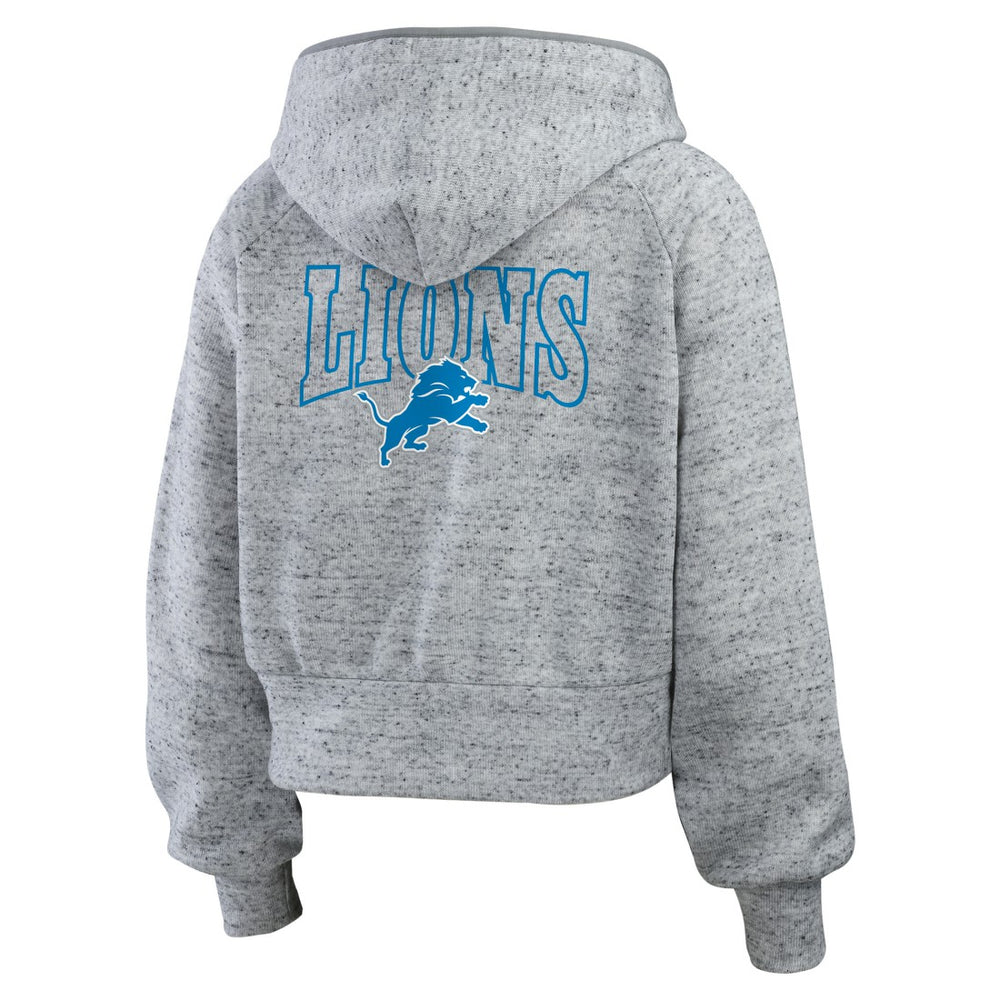WEAR by Erin Andrews Women's Speckled Fleece Cropped Full-Zip Hoodie - Detroit Lions Hoodies