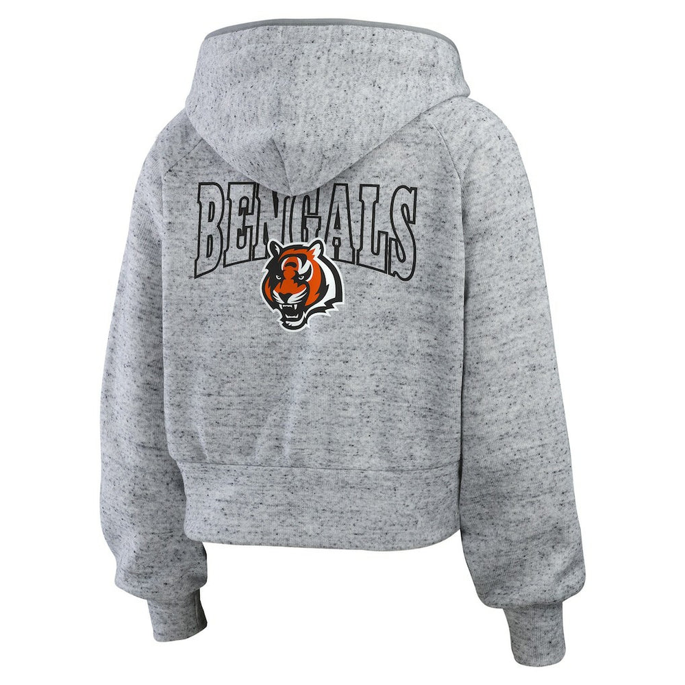WEAR by Erin Andrews Women's Speckled Fleece Cropped Full-Zip Hoodie - Cincinnati Bengals Hoodies