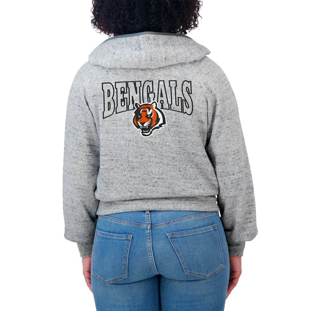WEAR by Erin Andrews Women's Speckled Fleece Cropped Full-Zip Hoodie - Cincinnati Bengals Hoodies