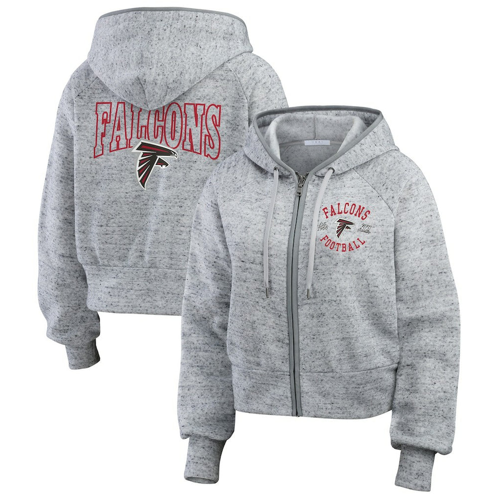 WEAR by Erin Andrews Women's Speckled Fleece Cropped Full-Zip Hoodie - Atlanta Falcons Hoodies